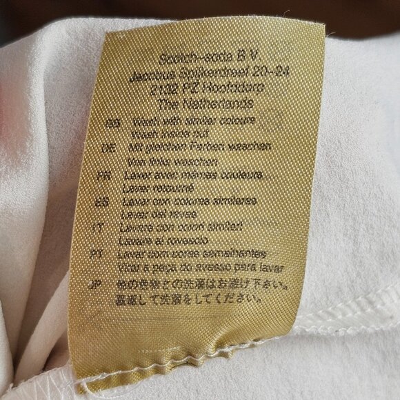 Maison Scotch White T-Shirt w/ Grey Sleeves Sz 2 - Picture 9 of 10